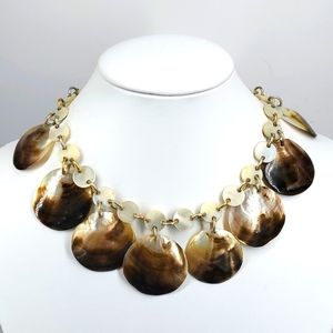Vintage 70s Mother Of Pearl Shells Necklace Handmade